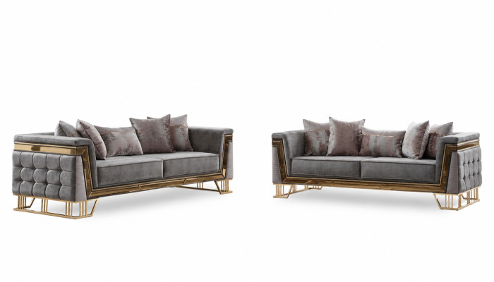 Sofá de lujo Conjunto de diseño Sofá de tres plazas Muebles de tela Grupo de estar moderno
