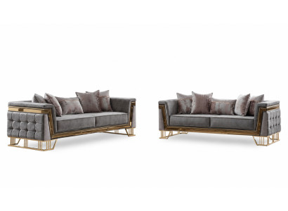 Sofá de lujo Conjunto de diseño Sofá de tres plazas Muebles de tela Grupo de estar moderno