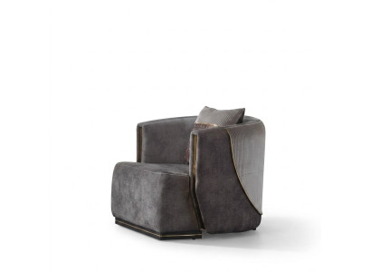 Sillón de diseñador de lujo para sala de estar moderno con asiento de tela y tapizado de muebles.