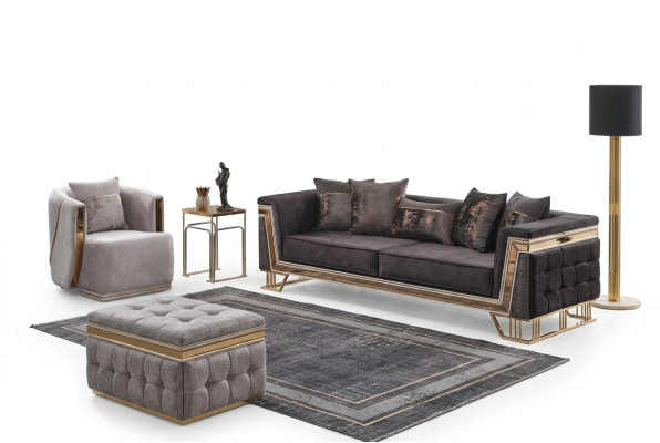 Conjunto de tapizado Sofás de lujo de tres plazas Sillón Sofás modernos de sala de estar