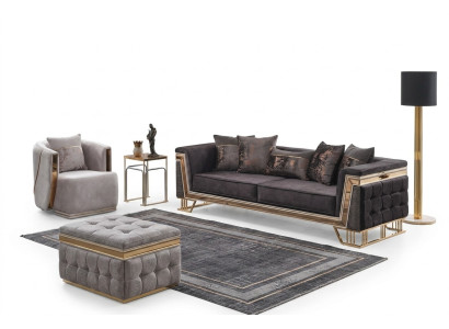 Conjunto de tapizado Sofás de lujo de tres plazas Sillón Sofás modernos de sala de estar