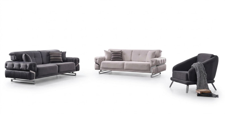Conjunto de sofás grises para la sala de estar, sofás de tres plazas, sillón, juego completo de 3 piezas.