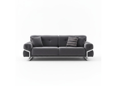 Sofá gris Conjunto de muebles de sala de lujo Juego de sofá de tres plazas