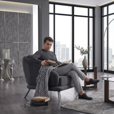 Silla Textil Muebles Modernos Diseño de Asiento Salón Sillón Tapizado 84x79x91