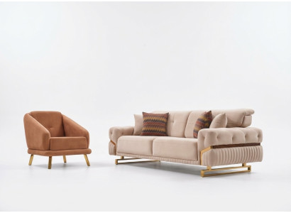 Conjunto de sofás de sala de estar sillón de tres plazas Juego de muebles completo Diseño 3+1