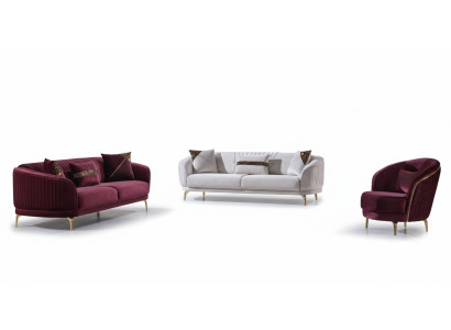 Conjunto de sala de estar de lujo Sofás de acero inoxidable modernos Muebles tapizados de tres plazas