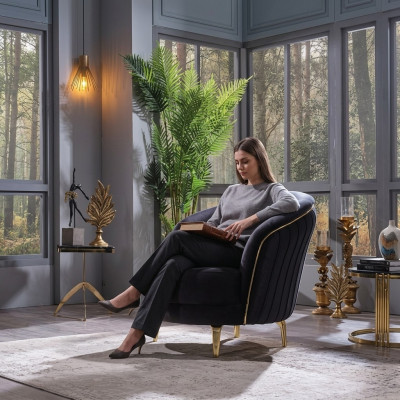 Silla moderna de lujo con patas de acero inoxidable para sala de estar, asiento de madera, muebles tapizados.