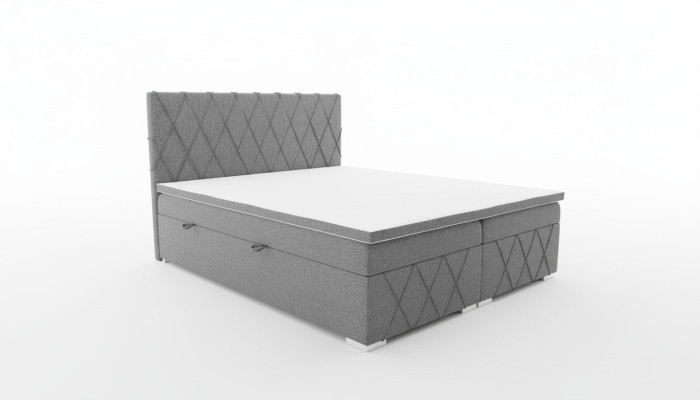 Doble cama tapizada de diseño de lujo en gris para dormitorio en tela