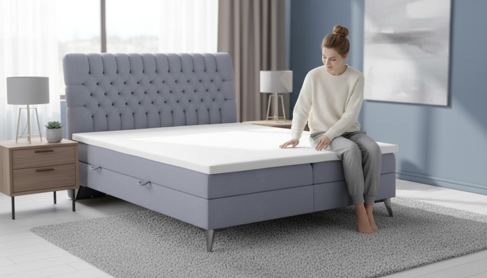 Cama Chesterfield tapizada diseño de lujo cama doble dormitorio cama con somier de muelles.