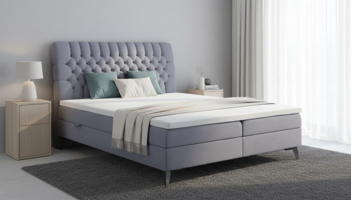Cama Chesterfield tapizada diseño de lujo cama doble dormitorio cama con somier de muelles.