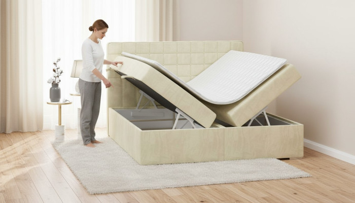 Cama doble Diseño moderno Cama de lujo Dormitorio Cama tapizada Muebles Cama boxspring