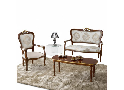 Clásico conjunto de asientos de dos plazas sillón mesa de centro muebles de madera de diseñador