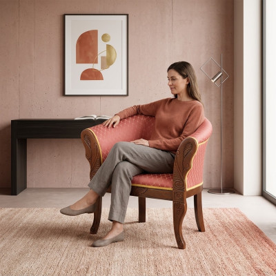 Clásico sillón de diseñador Muebles de sala Muebles de tela Tapizado Asiento.