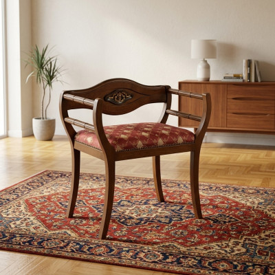 Silla de diseño tapizada clásica en tela, mueble de asiento, sala de estar, sillón