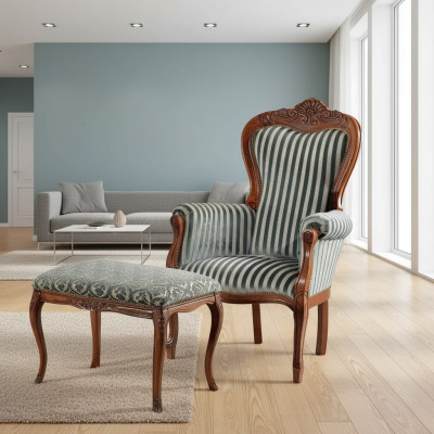 Clásico sillón de salón individual diseñador tapizado asiento mueble de tela