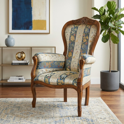 Silla Diseñador Asiento Lujo Tela Acolchonada Tejido Muebles Diseño Clásico
