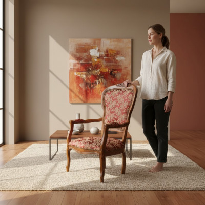 Silla con reposabrazos Silla de comedor Sillón de respaldo Diseño Silla tapizada Muebles de diseño
