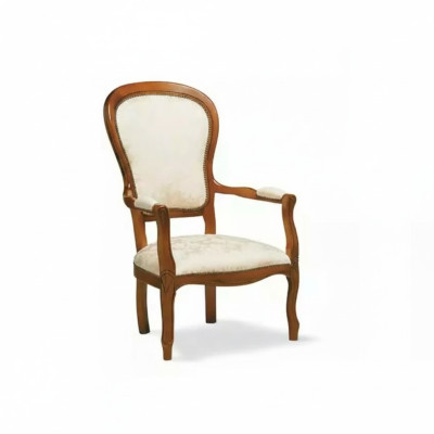 Silla de comedor clásica con reposabrazos, mueble textil de diseño.