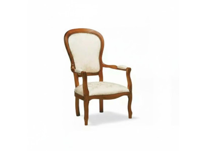 Silla de comedor clásica con reposabrazos, mueble textil de diseño.