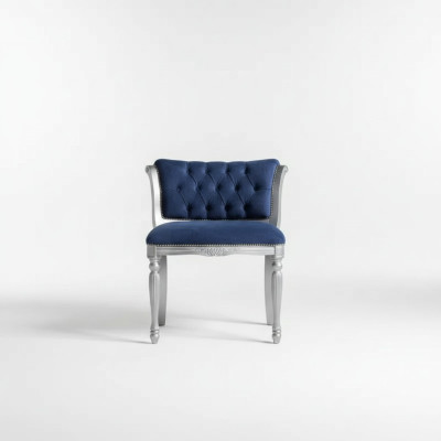 Silla de comedor Chesterfield azul, mueble tapizado de asiento, silla, diseño clásico.