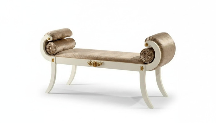 Clásico banco acolchado beige bancos de asientos muebles de asientos muebles de madera de diseñador