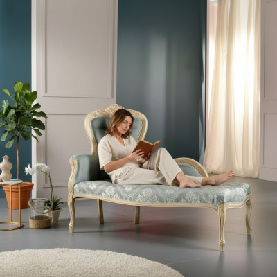Muebles de lujo Chaiselongue Sala de estar Diseño clásico Tapizado textil