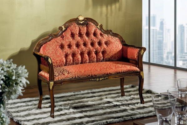 Sofá Chesterfield clásico de tela para muebles de sala de estar.