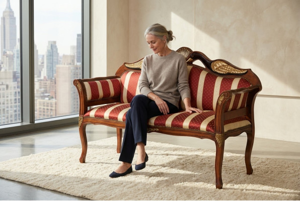 Banqueta clásica tapizada muebles estilo barroco banco de dos plazas en textil.