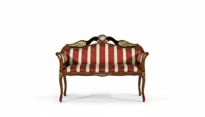 Banqueta clásica tapizada muebles estilo barroco banco de dos plazas en textil.