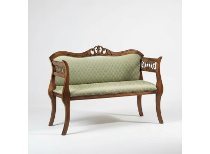Banco clásico de lujo, banco tapizado, muebles de salón, asiento de dos plazas.