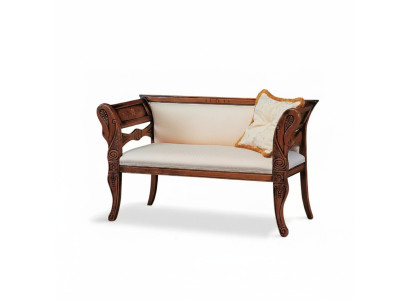 Banca de madera maciza clásica con asiento acolchado, mueble de salón de dos plazas, nuevo.