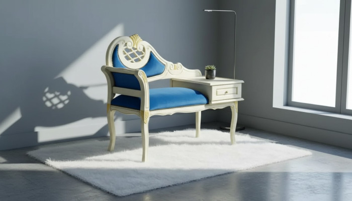 Banco clásico azul Asiento de lujo Muebles tapizados de tela Nueva plaza