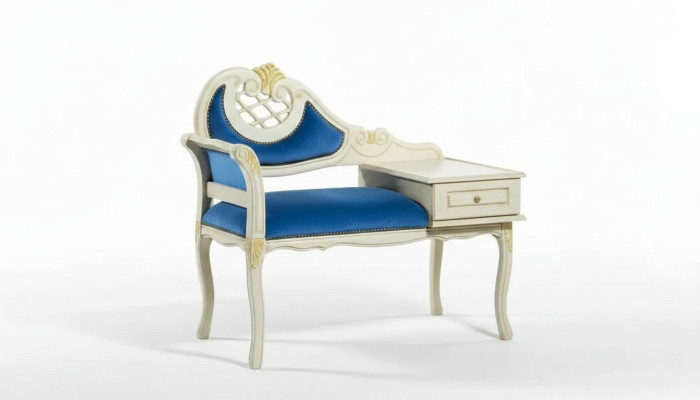 Banco clásico azul Asiento de lujo Muebles tapizados de tela Nueva plaza