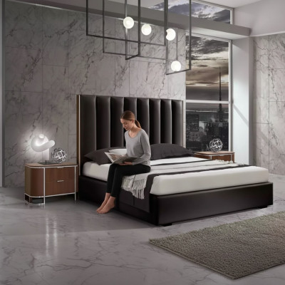 Juego completo de dormitorio moderno Set de cama de diseñador + 2 mesitas de noche 3 piezas