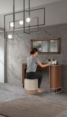 Diseñador de tocador completo con espejo, muebles modernos, conjunto nuevo de 2 piezas.