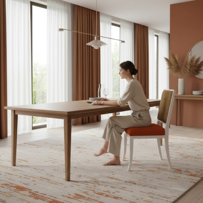 Silla de comedor de diseñador de madera estilo lujo silla tapizada clásica.