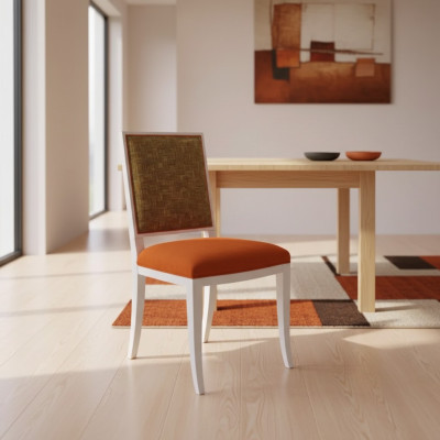 Silla de comedor de diseñador de madera estilo lujo silla tapizada clásica.