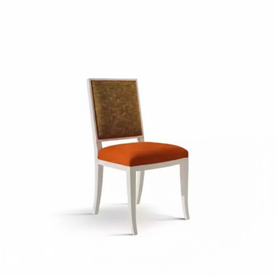 Silla de comedor de diseñador de madera estilo lujo silla tapizada clásica.