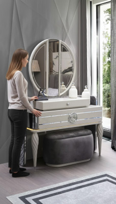 Dormitorio tocador con espejo de lujo nueva consola diseño moderno.