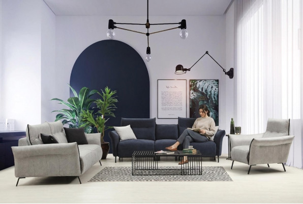 Sofá sala de estar Juego de sofá Muebles acolchados Sillón de lujo Diseño moderno Nuevo