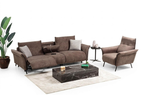 Conjunto completo de lujo de sofá de cuatro plazas, sofá, sillón de diseñador, muebles modernos.