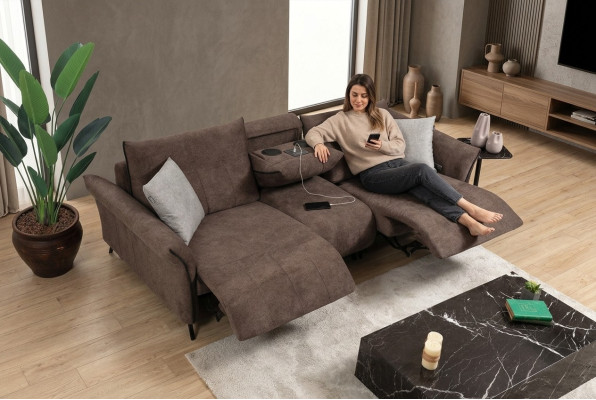 Sofá de lujo para la sala de estar, sofá de cuatro plazas, sofá tapizado moderno de diseño nuevo.