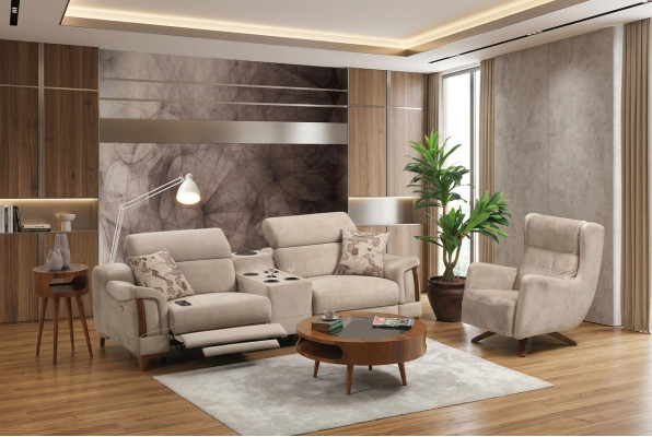 Juego de sofás moderno, nuevo conjunto de muebles de sala de estar con diseño de tapicería textil.