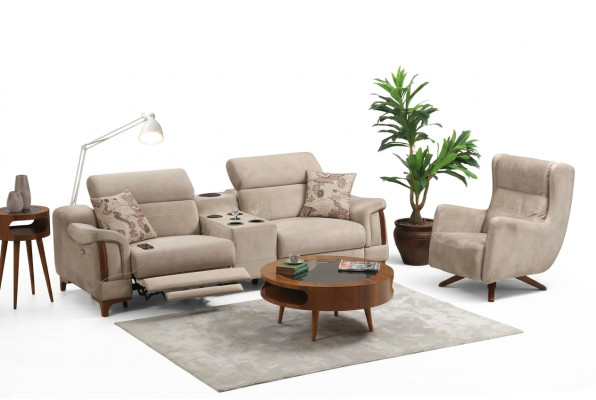 Juego de sofás moderno, nuevo conjunto de muebles de sala de estar con diseño de tapicería textil.