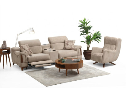 Juego de sofás moderno, nuevo conjunto de muebles de sala de estar con diseño de tapicería textil.