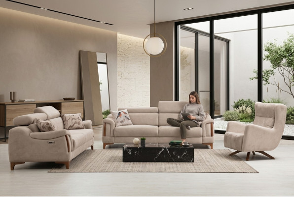 Conjunto de sofás Sala de estar Sofá de tres plazas Completo Sillón de una plaza Tejido Muebles