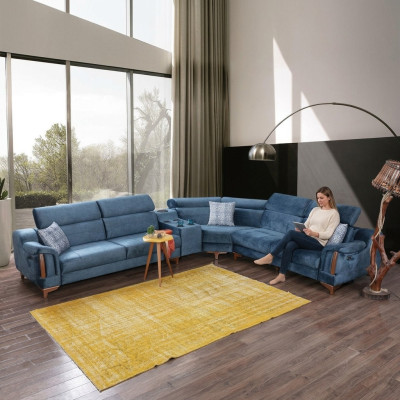Sofá de esquina para sala de estar en forma de L, moderno, de diseño, de tela.