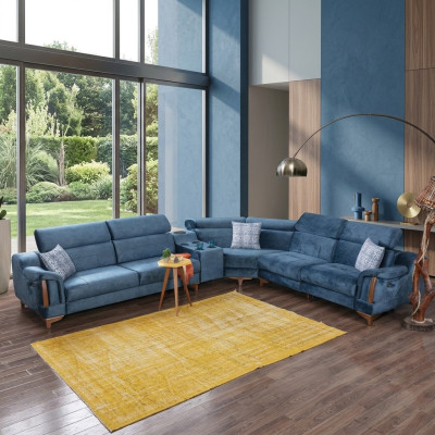 Sofá de esquina para sala de estar en forma de L, moderno, de diseño, de tela.