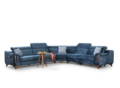 Sofá en forma de L moderno azul, sofá esquinero salón diseño nuevo mueble.