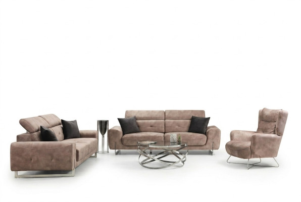 Juego de sofá de tres plazas, sofás de salón, sillones de diseño moderno en textil.